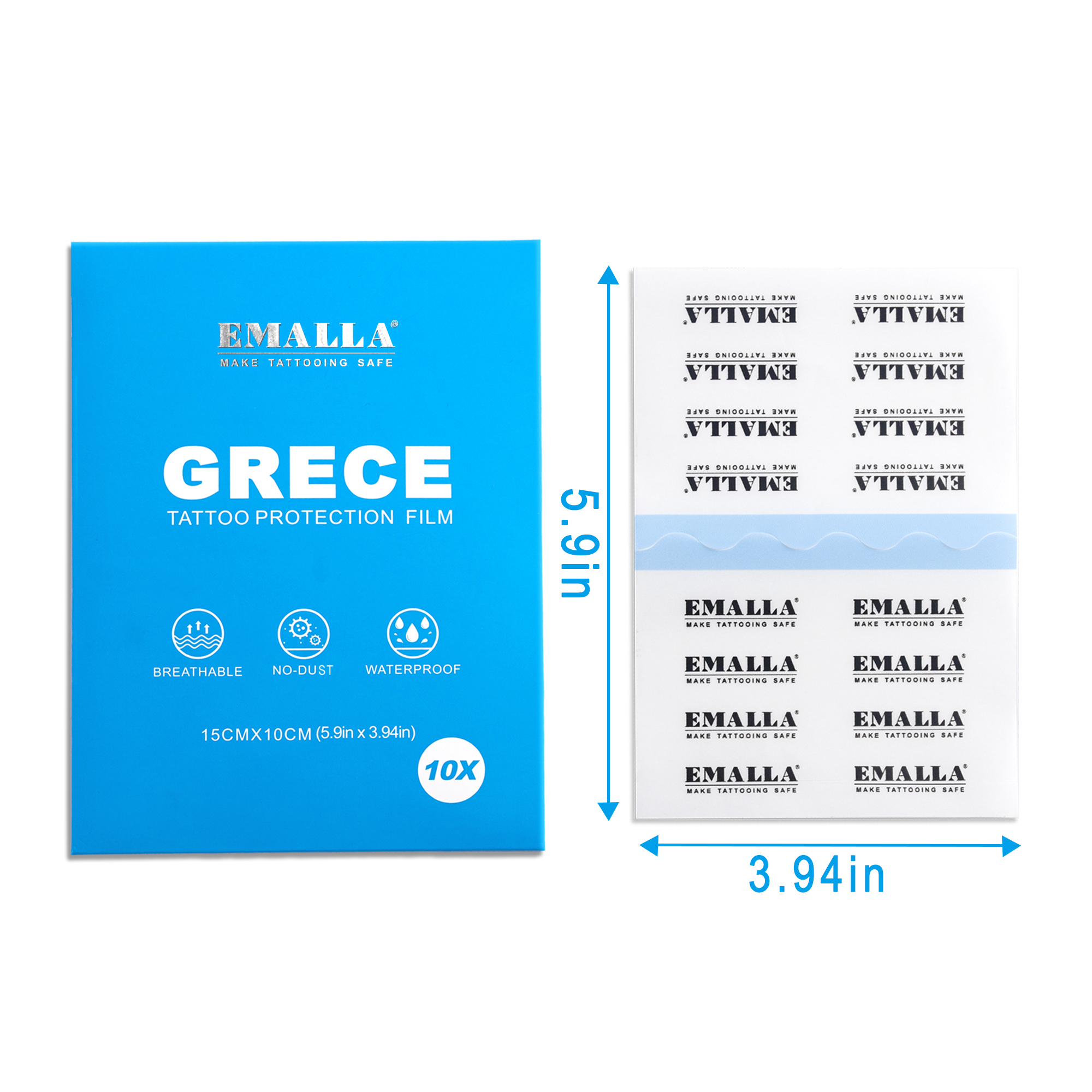 EMALLA GRECE 0.02MM MATTE TATTOO PROTECTION FILM PACK (15CMX10CM)