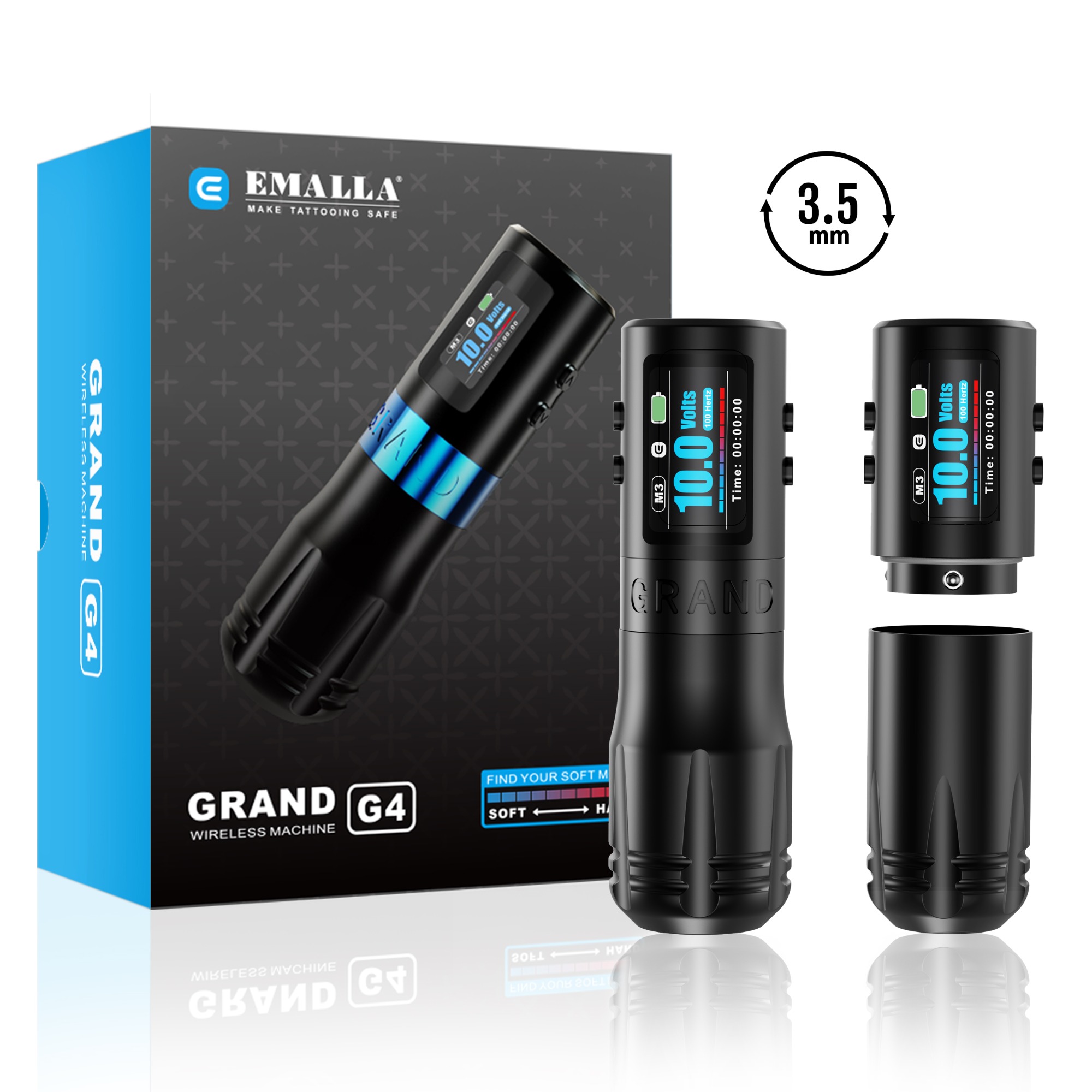 EMALLA GRAND G4 WIRELESS PEN MACHINE 2 Batteries+2 Grips Pack (3.5MM)