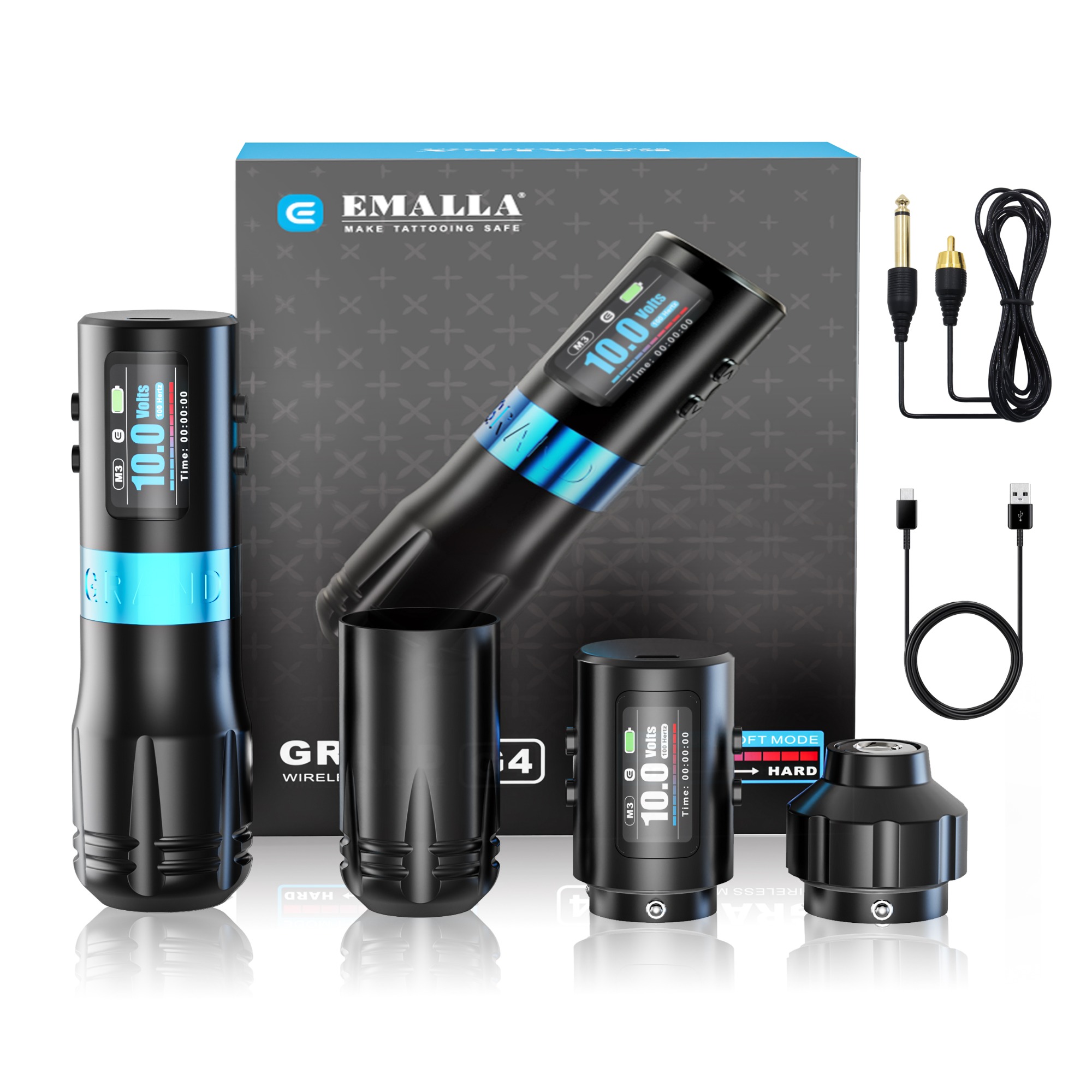 EMALLA GRAND G4 WIRELESS PEN MACHINE 2 Batteries+2 Grips Pack (3.5MM)