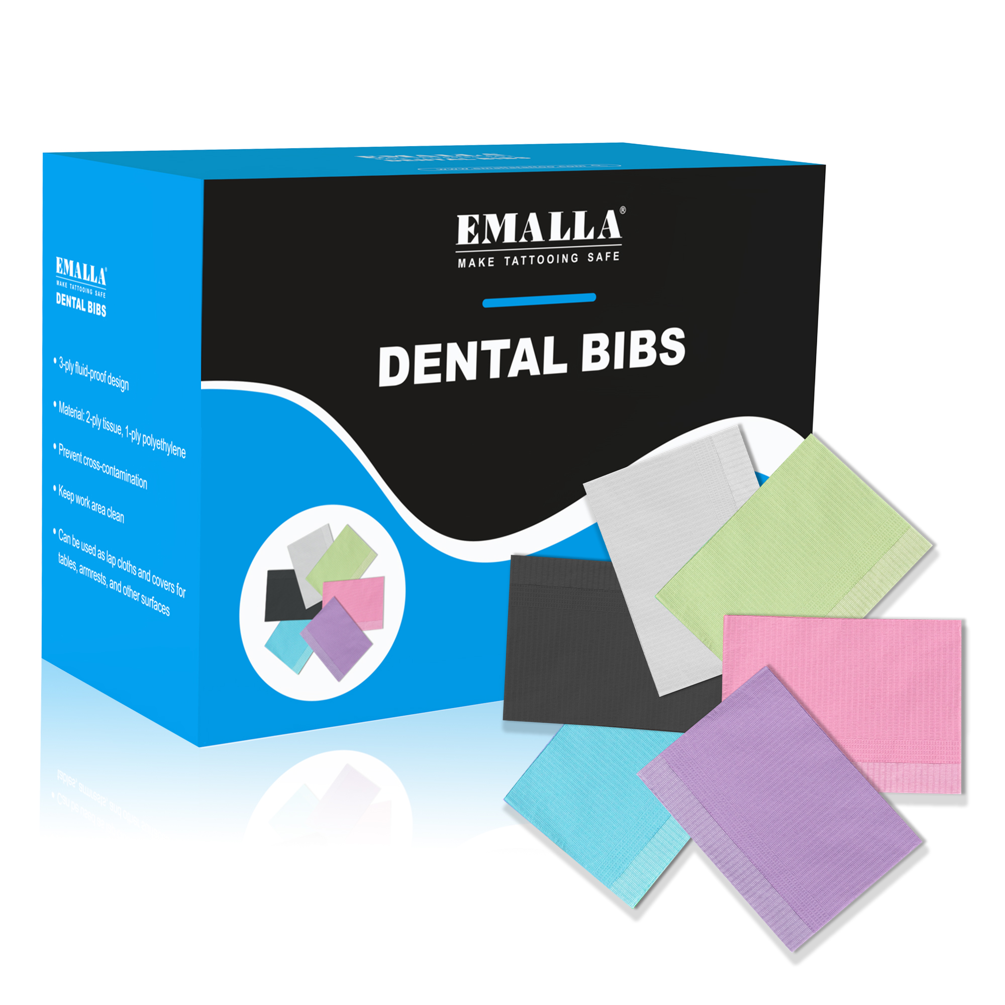 EMALLA DISPOSABLE DENTAL BIBS 125PCS