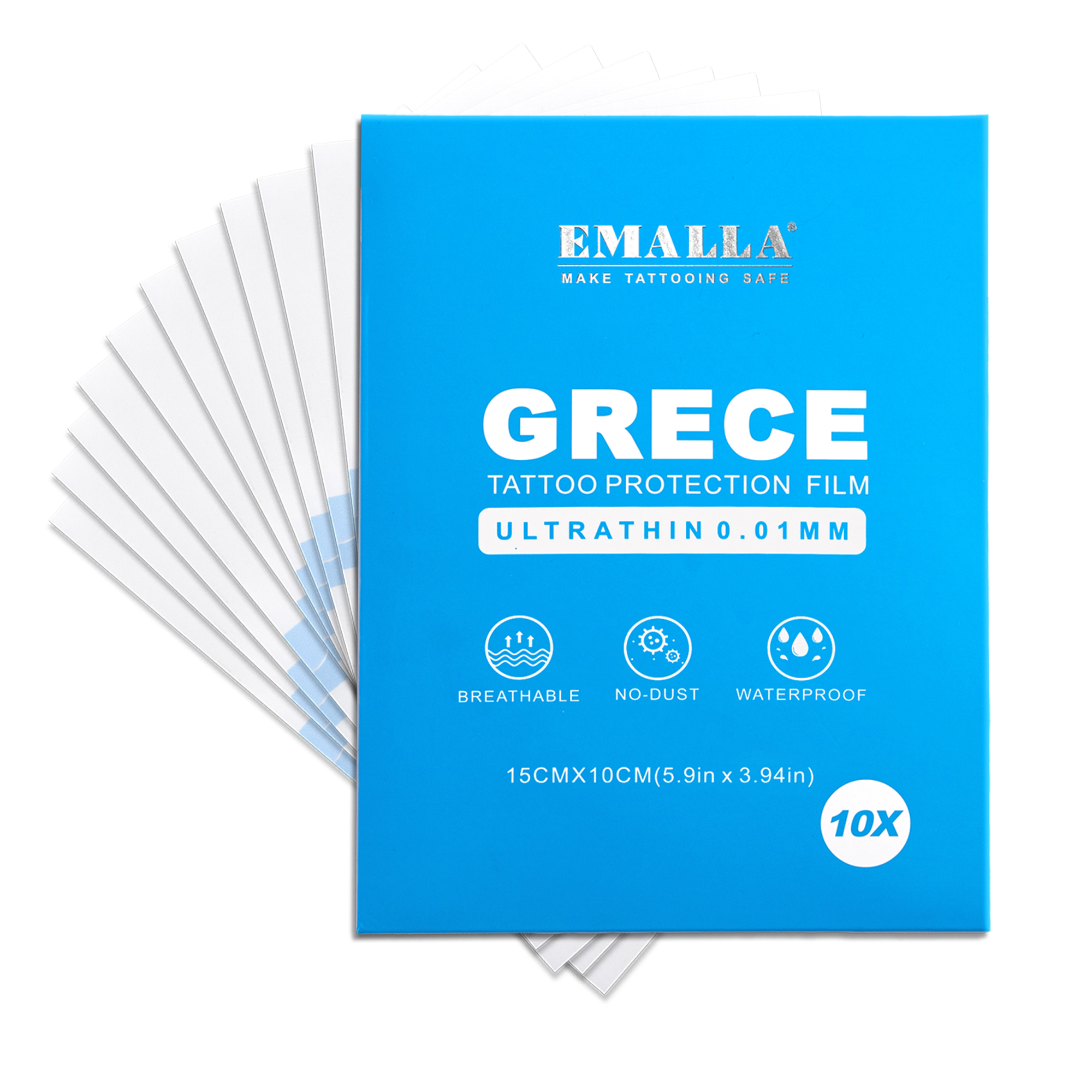 EMALLA GRECE 0.01MM ULTRA THIN MATTE TATTOO PROTECTION FILM PACK (15CMX10CM)