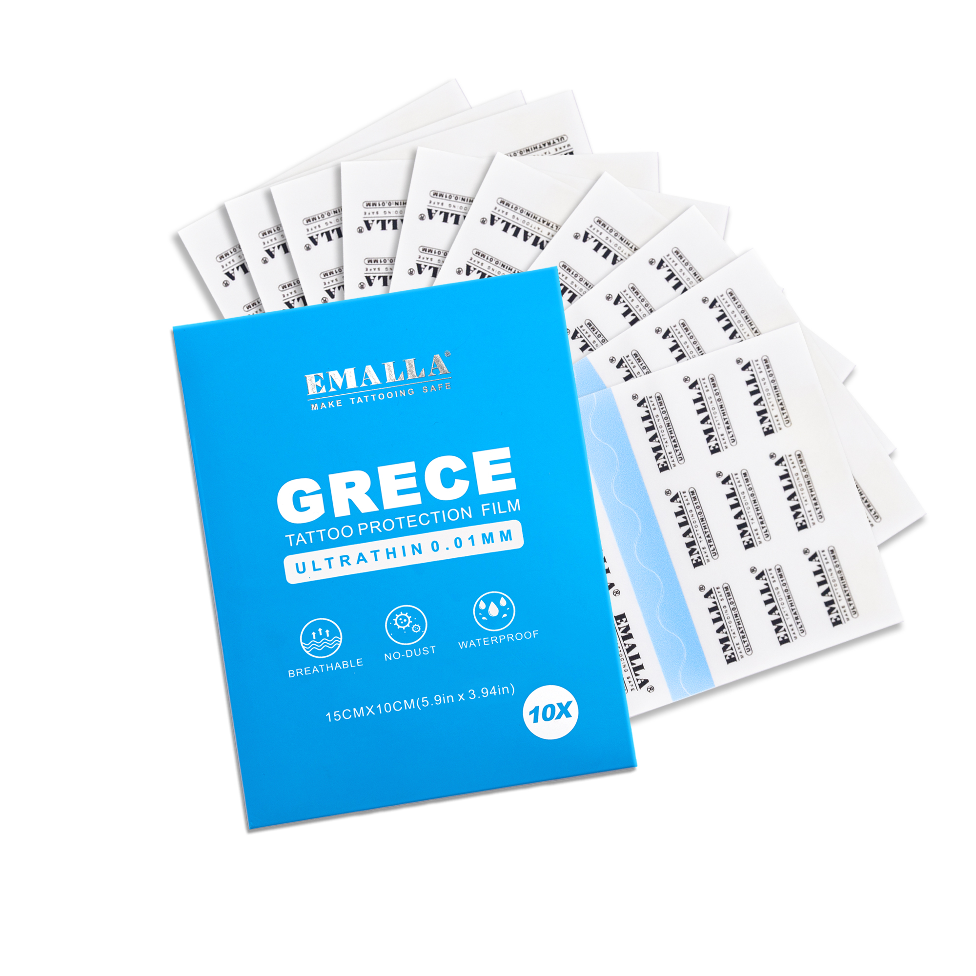 EMALLA GRECE 0.01MM ULTRA THIN MATTE TATTOO PROTECTION FILM PACK (15CMX10CM)