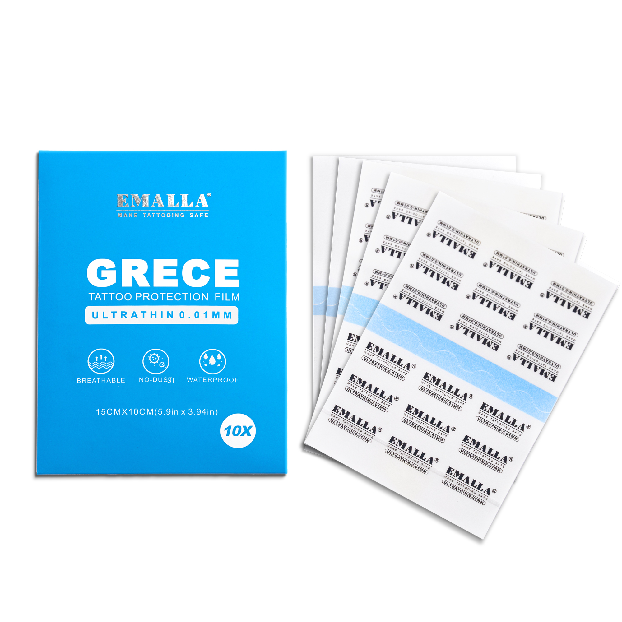 EMALLA GRECE 0.01MM ULTRA THIN MATTE TATTOO PROTECTION FILM PACK (15CMX10CM)