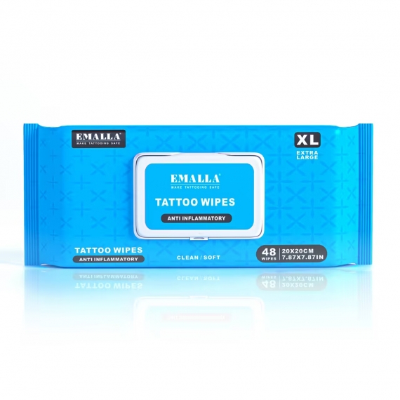 EMALLA Tattoo AfterCare Anti inflammatory Wipes Extra Large 48pcs