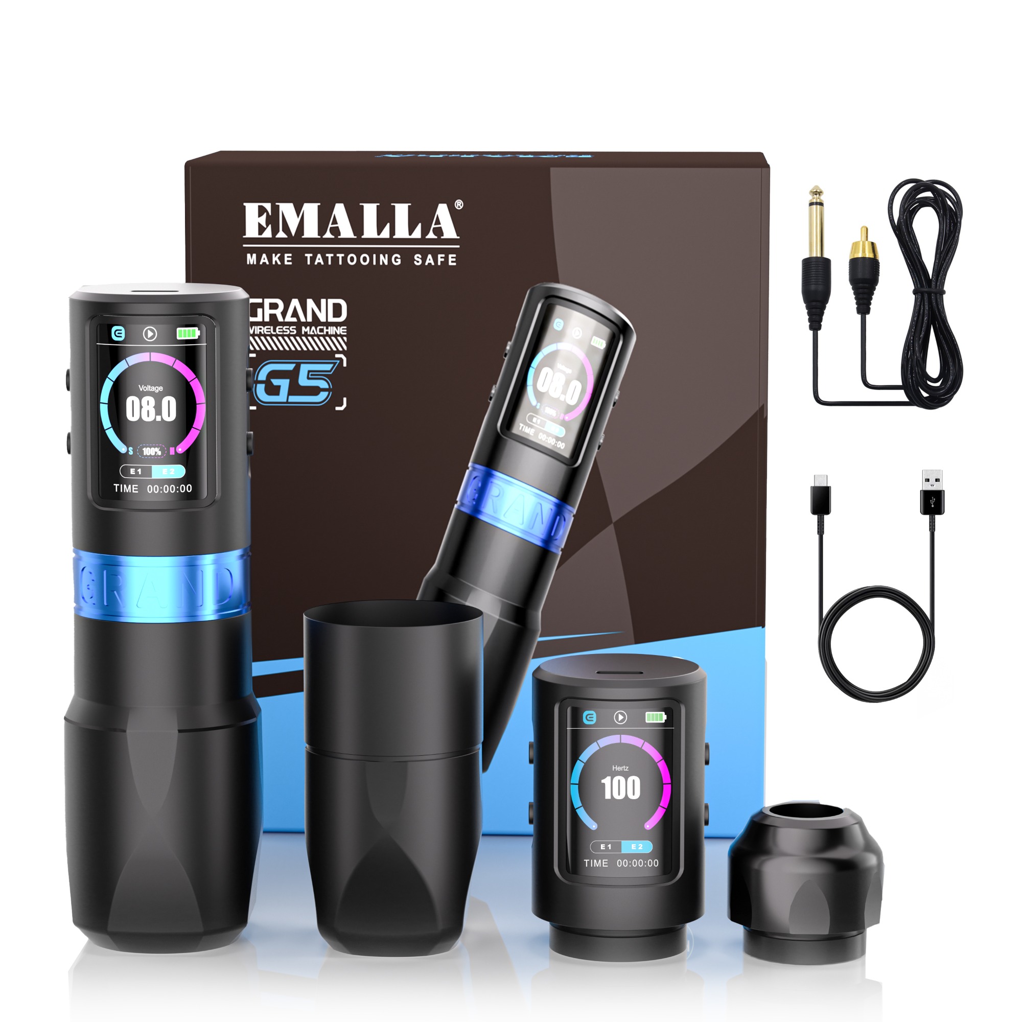 EMALLA GRAND G5 WIRELESS PEN MACHINE 2 Batteries+2 Grips Pack (4.2MM)