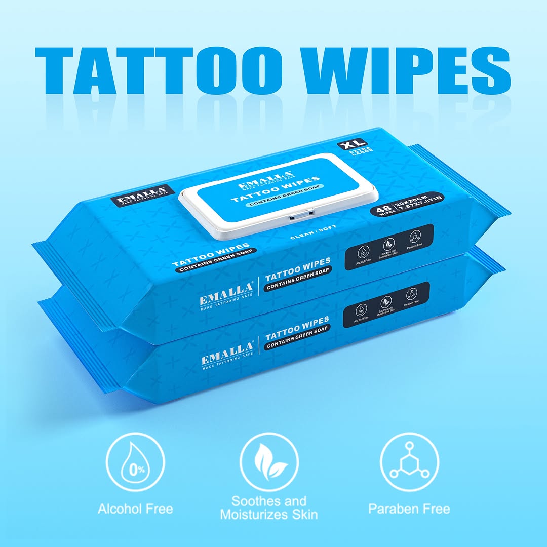 EMALLA Tattoo AfterCare Anti inflammatory Wipes Extra Large 48pcs