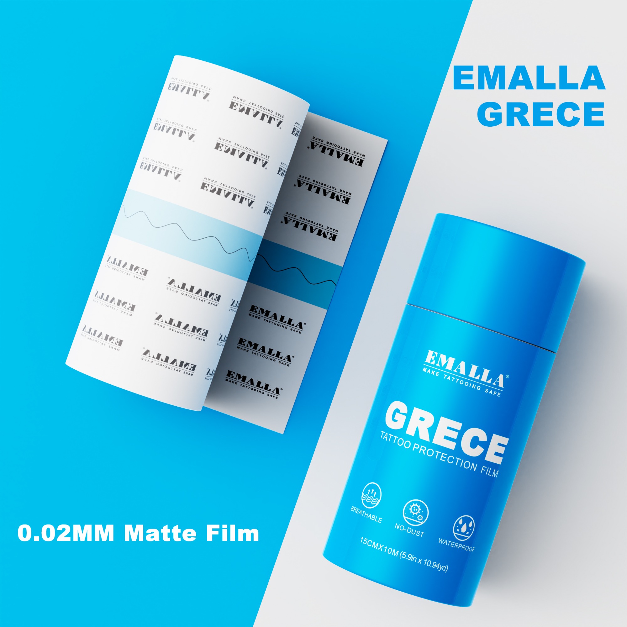 EMALLA GRECE 0.02MM MATTE TATTOO PROTECTION FILM ROLL (20CMX10M)