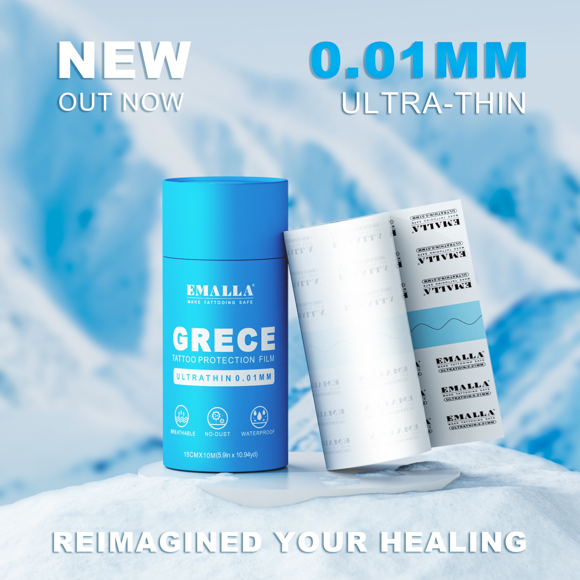 EMALLA GRECE 0.01MM ULTRA THIN MATTE TATTOO PROTECTION FILM ROLL (10CMX10M)